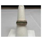 Vtg Emerald & Diamond 925 Sterling & Gold Plated
