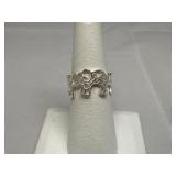 925 Sterling Silver Filigree Elephant Band Ring