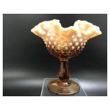 Fenton Amber Opalescent Hobnail Pedestal Compote