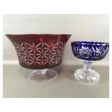 Garnet Ruby Red Glass Pedestal Bowl & More