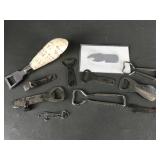 Vtg Bottle Opener With Shell Handle & More