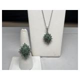 Signed Sts Karis Floral Spray Necklace & Ring