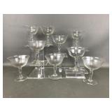 Vtg Eched Manganese Stemware Champagne Glasses