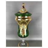 Vintage Handpainted Gold Gilded Pedestal Dish