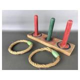 Vtg Wooden De Luxe Ring Toss Parlor Game