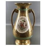 Vtg Le Mieux 24 Karat Gold Handled Vase