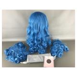 Ladies Blue Wig & Blue Wig Clip Ons