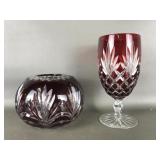 Bohemian Cranberry Red Cut-to-clear Candle Holder&