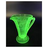 Vtg Uranium Footed Creamer Glass