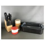 Pyrex Glass Casserole, T-fal Pan, Knives & More