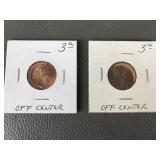 1999 & 1998 Struck Off Center Lincoln Pennies