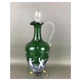 Antique? Green Glass Ewer Mary Gregory Style