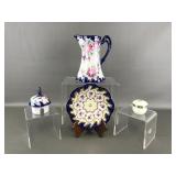 Vtg Hand Painted Porcelain Pitcher & More