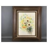 Vintage Mid-century Impasto Floral Still-life