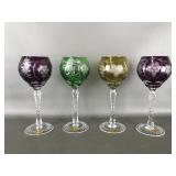 Vtg Cut-to-clear Crystal Wine Glasses