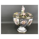 Vtg Capodimonte Porcelain Pedestal Candy Dish