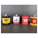 Vtg Mini Metal Gas & Oil Can Banks
