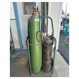 Oxygen and Acetylene Cart with Torches, Hoses, Gauges, Rod, Tops