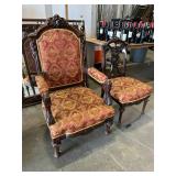 Walnut King and Queen Upholstered Chairs