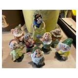 1950s American Pottery Disney Snow White and Seven Dwarfs Set