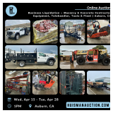 Business Liquidation Auction – Masonry & Concrete Contractor Equipment, Telehandler, Tools & Fleet |