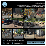 Estate Sale Auction – Shop Equipment, Tools, Vehicles & Personal Property | Acampo, CA 