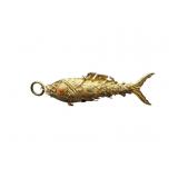 Vintage Chinese Fish Pendant with Coral Eyes