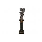 Cherub Sculpture on Pedestal Stand