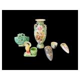 6 Pc Asian-Style Vases & Wall Pockets