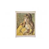 Vintage Lithograph Print ï¿½ Girl in Yellow by Moses