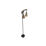 57" Vintage Cast Iron Slag Glass Floor Lamp