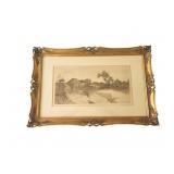 Antique 1907 Etching Print - Signed Hache