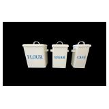Metal Canisters Set Of 3 - Flour, Sugar, Cafe