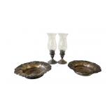 Weighted Silver Candle Holders & Bottle Coasters