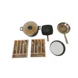 Mixed Kitchen Cookware & Flatware Lot