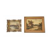 Pair of Vintage Landscape Oil Paintings Signed