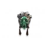 Sterling MexicanJade/Jadeite Mask Brooch