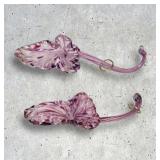 Pair Hand-Blown Flower Sculptures
