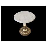 Vintage Marble Top Pedestal Side Table