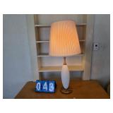 mid century wood based lamp white and wood