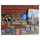 vintage cards poker chip games cigar box