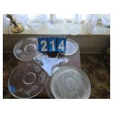 glass serving trays, plates cut glass crystal