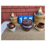 bean pot canisters stoneware lot