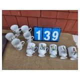 vintage royal crown bird mugs 2 sets