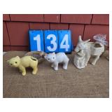 vintage cat donkey planters