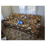 vintage floral sofa and chair couch 1970s
