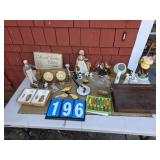 lap desk, knives figures decor lot