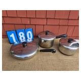 Revereware cookware set of 3 fyingpan pots