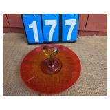 MCM amberina glass snack server