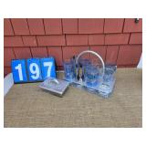 aluminum MCM glass caddy and candy dish